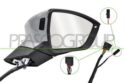 RETROVISORE DESTRO-ELETTRICO-CON PRIMER-TERMICO-CHIUDIBILE-CON FANALE-CON LUCE CORTESIA-CON MEMORIA-CON BLIS-CONVESSO-15 PINS