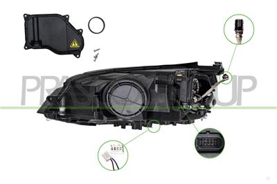 PROIETTORE DESTRO XENON D3S+H7-ELETTRICO-CON MOTORE-NERO MOD. GTD