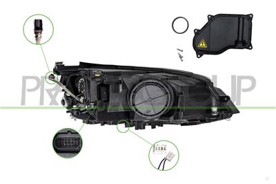 PROIETTORE SINISTRO-XENON D3S+H7-ELETTRICO-CON MOTORE-NERO MOD. GTD