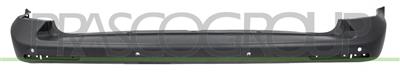 REAR BUMPER-BLACK-TEXTURED FINISH-WITH PDC+SUPPORTS-WITH PARK ASSIST CUTTING MARKS MOD. TRANSPORTER